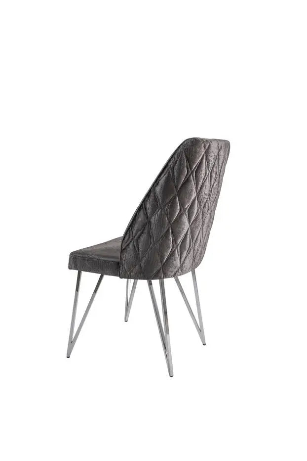 Lot de 2 chaises NICOLE chrome velours #couleur_gris-foncé