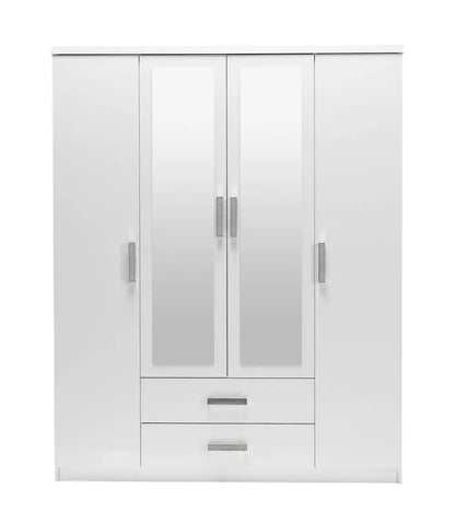 Armoire PALMA 4 portes blanc avec miroirs