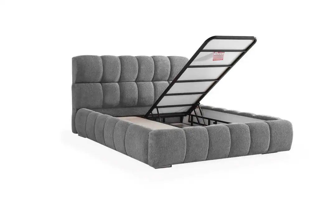 Lit coffre PREMIUM en velours #couleur_gris