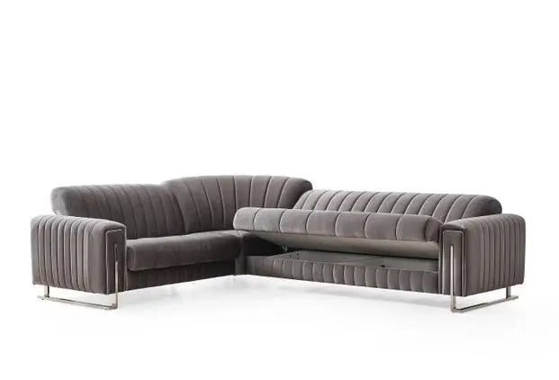 Canapé d'angle 6 places LINEA convertible #couleur_gris