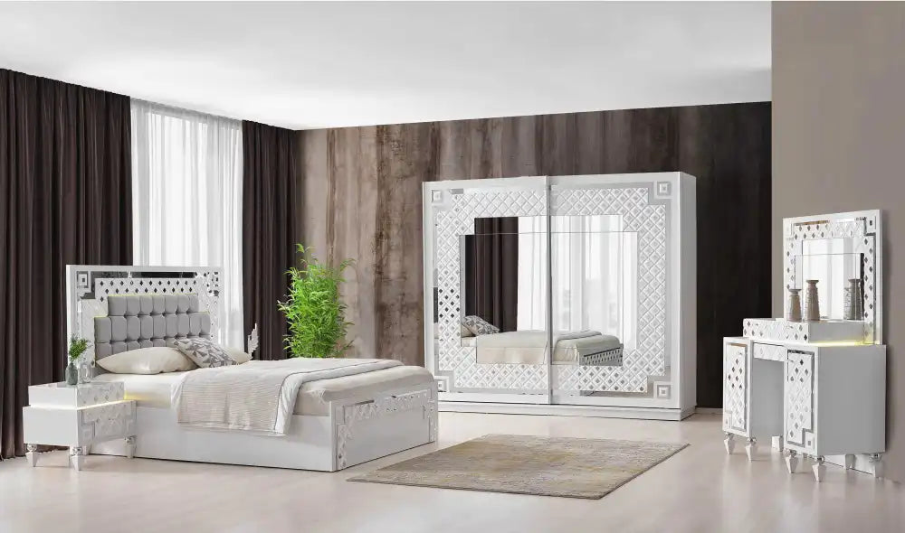 Chambre à coucher complète CRISTAL Chrome