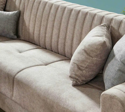Canapé d'angle LENA convertible et réversible avec coffre de rangement 
