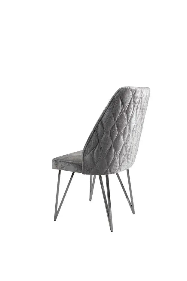 Lot de 2 chaises NICOLE chrome velours #couleur_gris