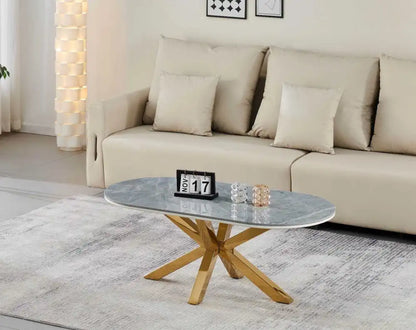 Table basse ovale FIONA pieds gold 