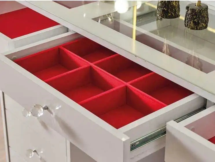 Coiffeuse 6 tiroirs ANGEL avec miroir #couleur_blanc