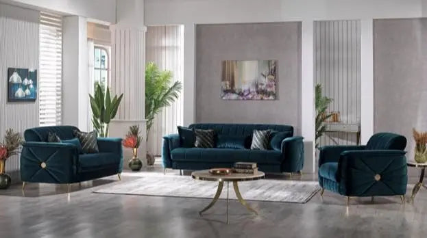 Ensemble de canapés RADISSON 3+2+1 convertibles #couleur_vert