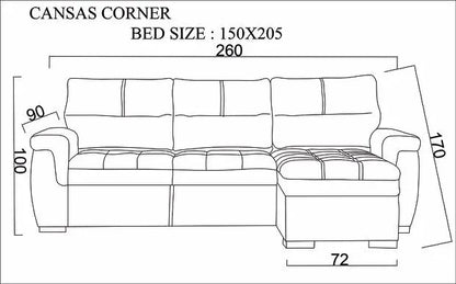 Canapé d'angle 4 places KANSAS convertible avec coffre de rangement