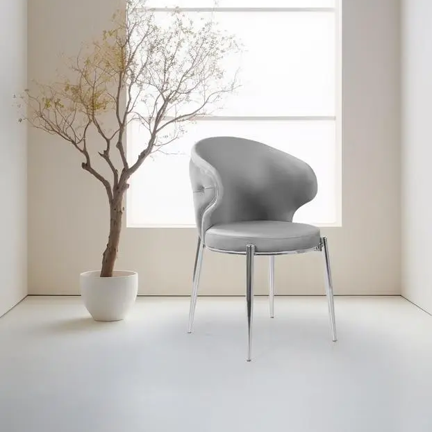 Lot de 2 chaises LISA chrome velours #couleur_gris