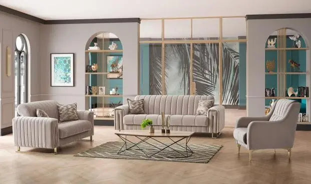 Ensemble de canapés LINEA 3+2+1 convertibles #couleur_beige