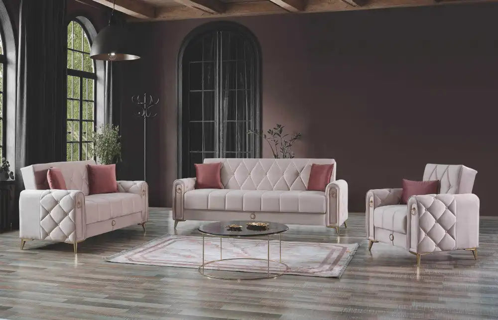 Ensemble de canapés MARRAKECH 3+2+1 convertibles #couleur_beige