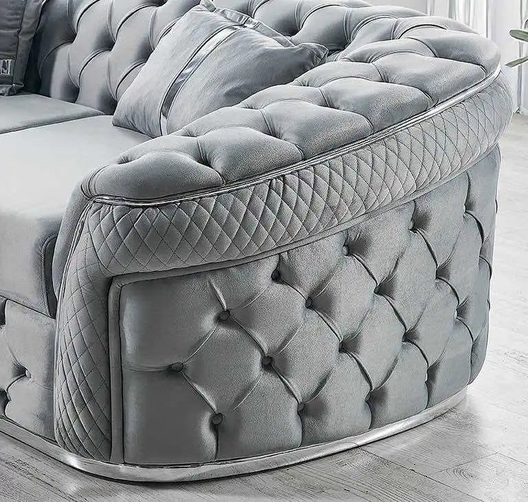 Ensemble de canapés CONFORT 3+2+1 capitonnés #couleur_gris