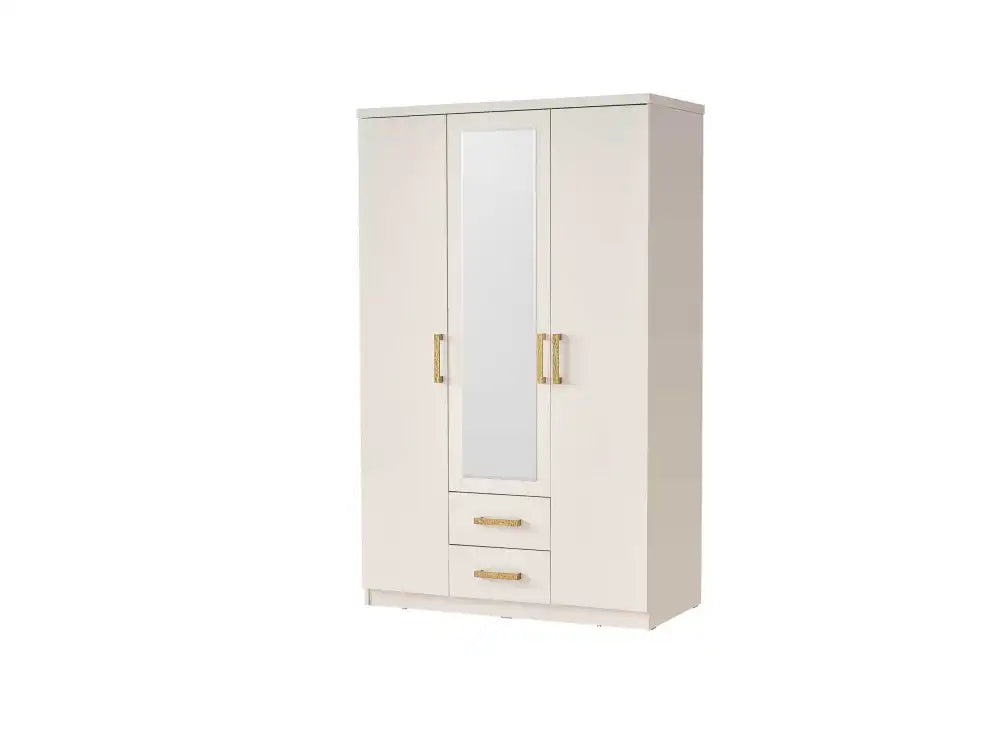 Armoire GIRONA 3 portes beige avec miroir