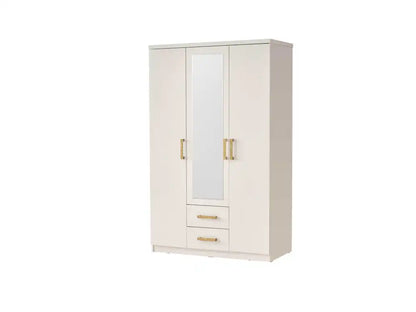 Armoire GIRONA 3 portes beige avec miroir