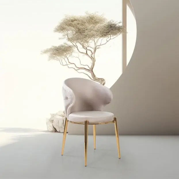 Lot de 2 chaises LISA gold en velours #couleur_beige