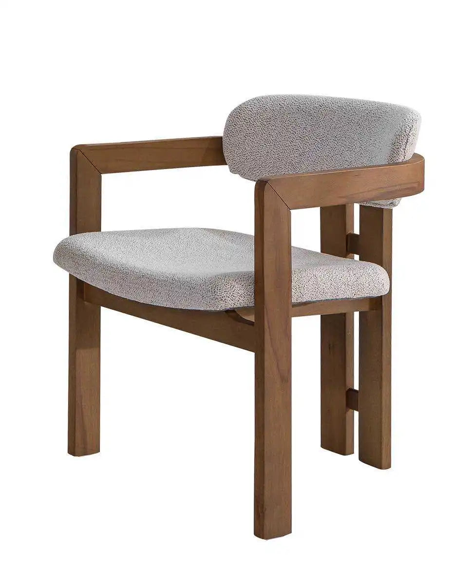 Lot de 2 chaises ATLANTIS en bois noyer velours bouclé beige