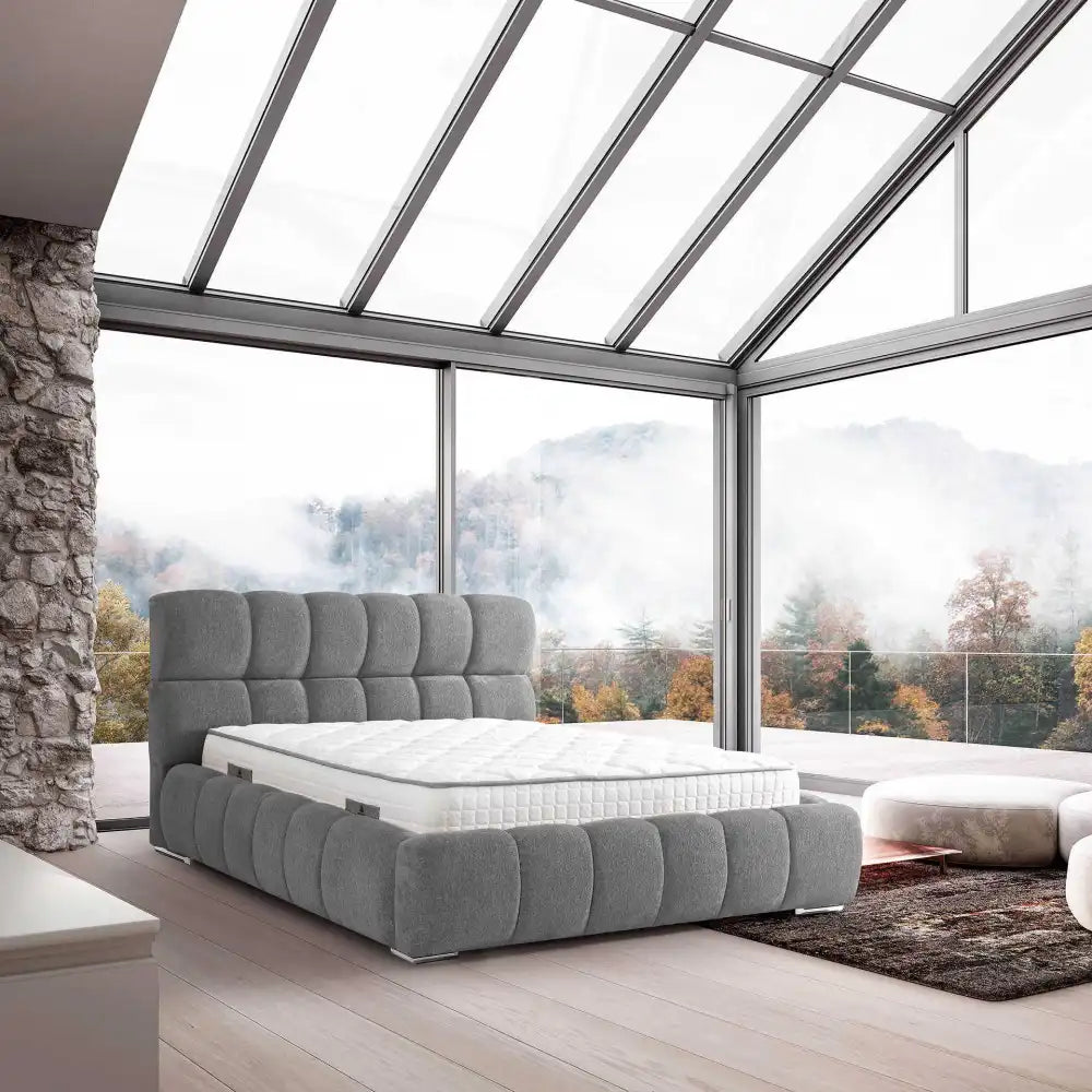 Lit coffre PREMIUM en velours #couleur_gris