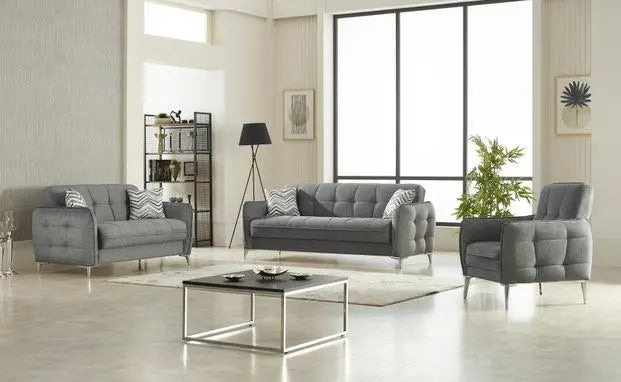Ensemble de canapés PERLA 3+2+1 convertibles #couleur_gris