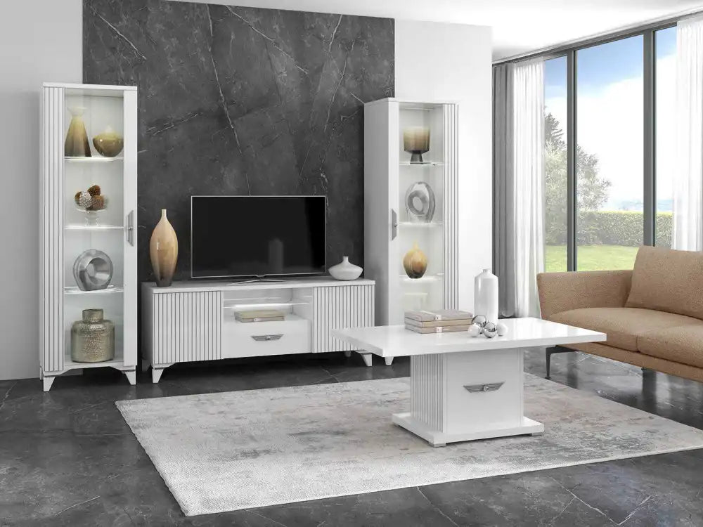 Table basse ELITE blanc #couleur_argent