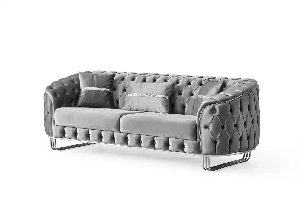 Ensemble de canapés ARTEMIS 3+2+1 capitonnés #couleur_gris