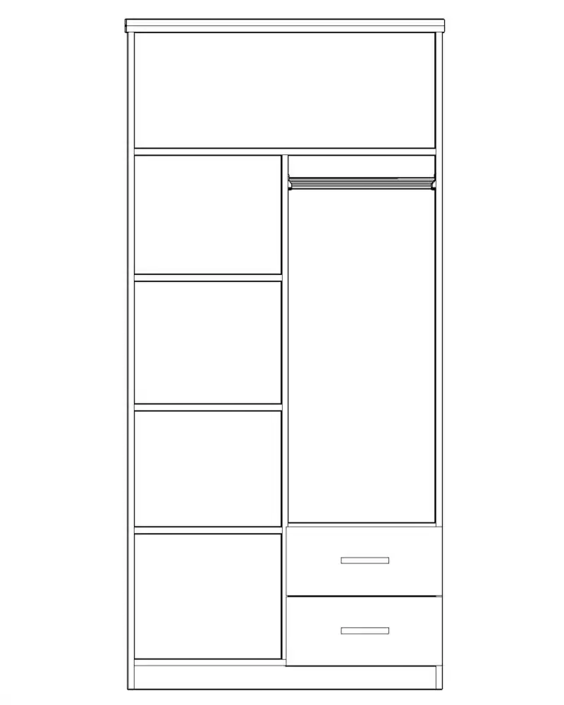 Armoire GIRONA 2 portes beige avec miroir