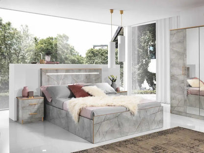 Chambre à coucher complète ALICE effet marbre gris