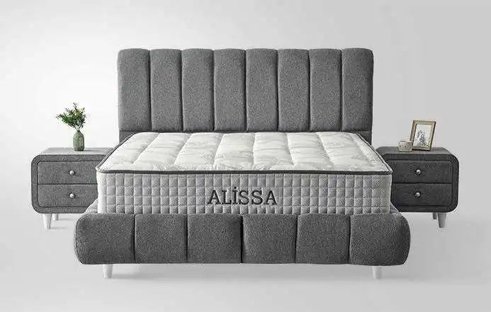 Lit coffre ALISSA en velours #couleur_gris