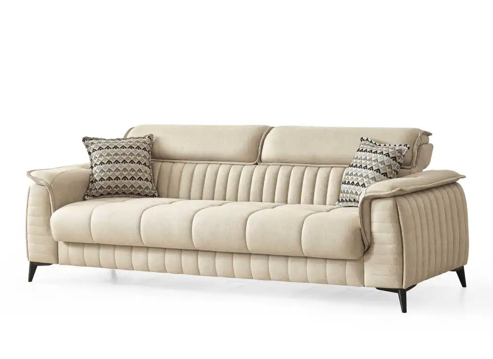 Ensemble de canapés 3+2+1 ROMA convertibles avec coffres de rangements #couleur_beige