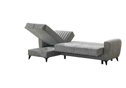 Canapé d'angle LENA convertible et réversible avec coffre de rangement 