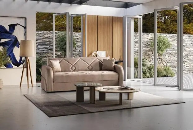 Canapé 3 places MONA convertible #couleur_beige