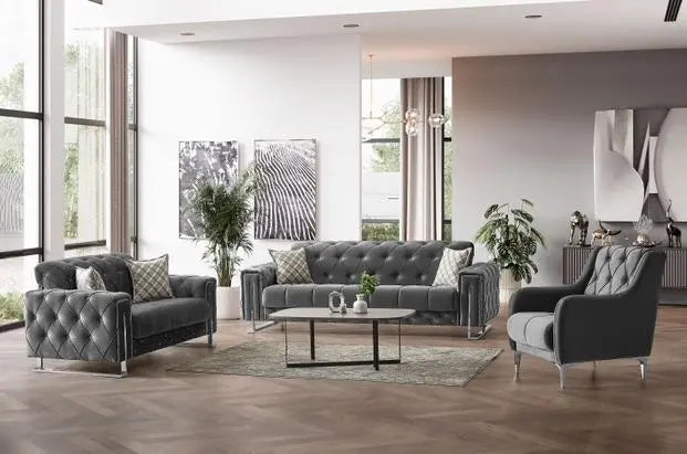 Ensemble de canapés PUNTO 3+2+1 convertibles #couleur_gris