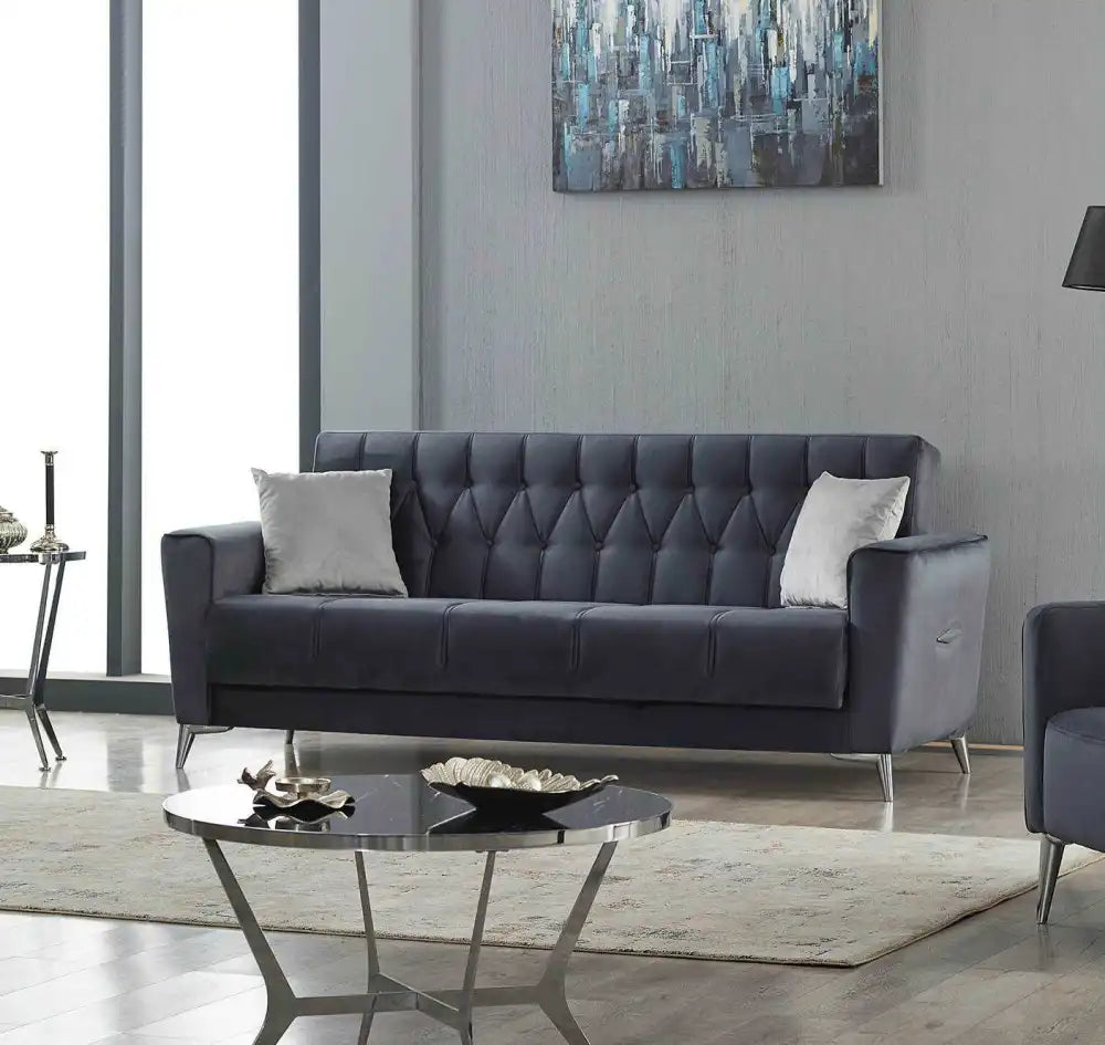 Canapé 3 places KELEBEK clic clac avec coffre de rangement #couleur_gris