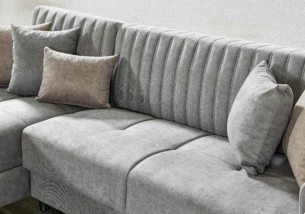 Canapé d'angle LENA convertible et réversible avec coffre de rangement 