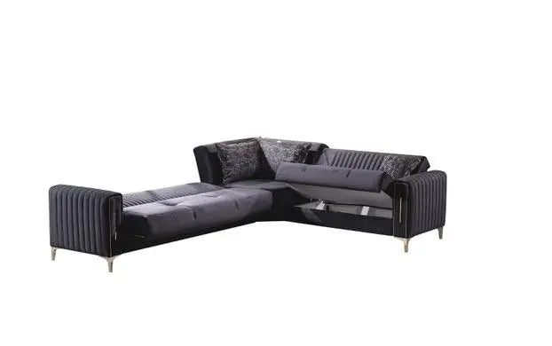Canapé d'angle 6 places ABIDJAN convertible #couleur_noir