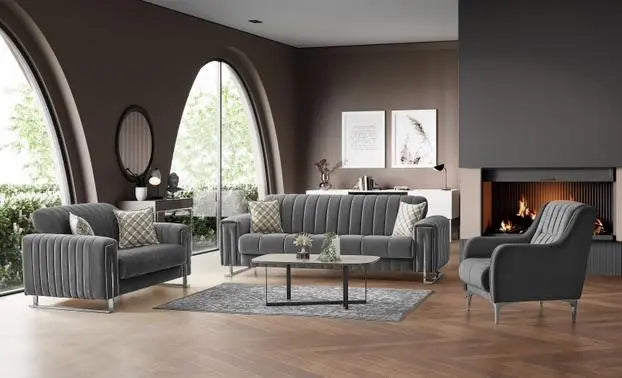 Ensemble de canapés LINEA 3+2+1 convertibles #couleur_gris