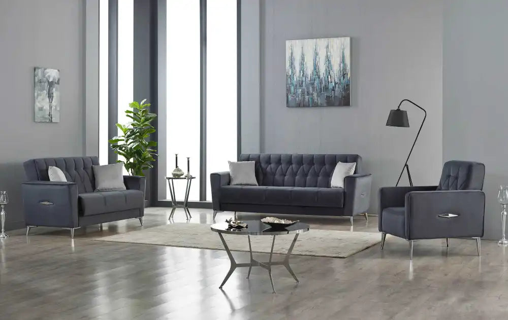 Ensemble de canapés KELEBEK 3+2+1  convertibles #couleur_gris