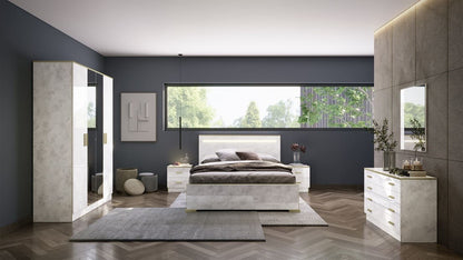 Chambre à coucher complète NOEMI en bois laqué 