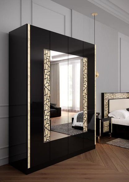 Chambre à coucher complète STELLA en bois laqué 