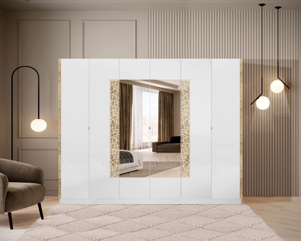 Chambre à coucher complète STELLA en bois laqué #couleur_blanc