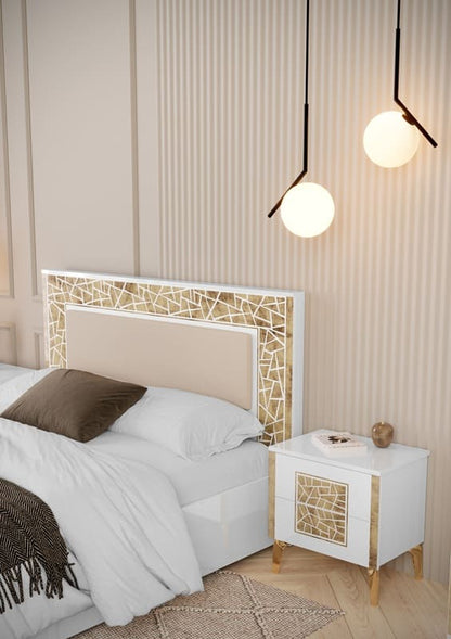 Chambre à coucher complète STELLA en bois laqué 