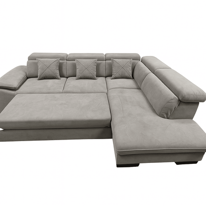 Canapé d'angle Convertible BANGKOK velours anti tâche avec coffre de rangement 