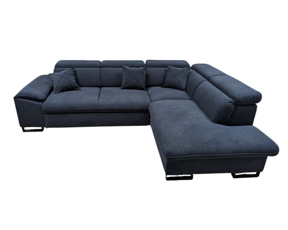 Canapé d'angle Convertible BANGKOK velours anti tâche avec coffre de rangement #couleur_noir