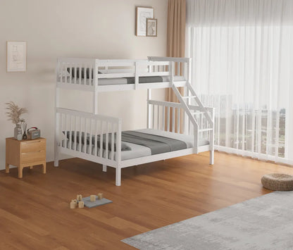 Lit superposé BATNA bois 2+1 couchages 90x190 + 140x190 cm 
