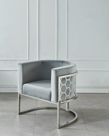Fauteuil design ALVEOLES en velours et acier inox 