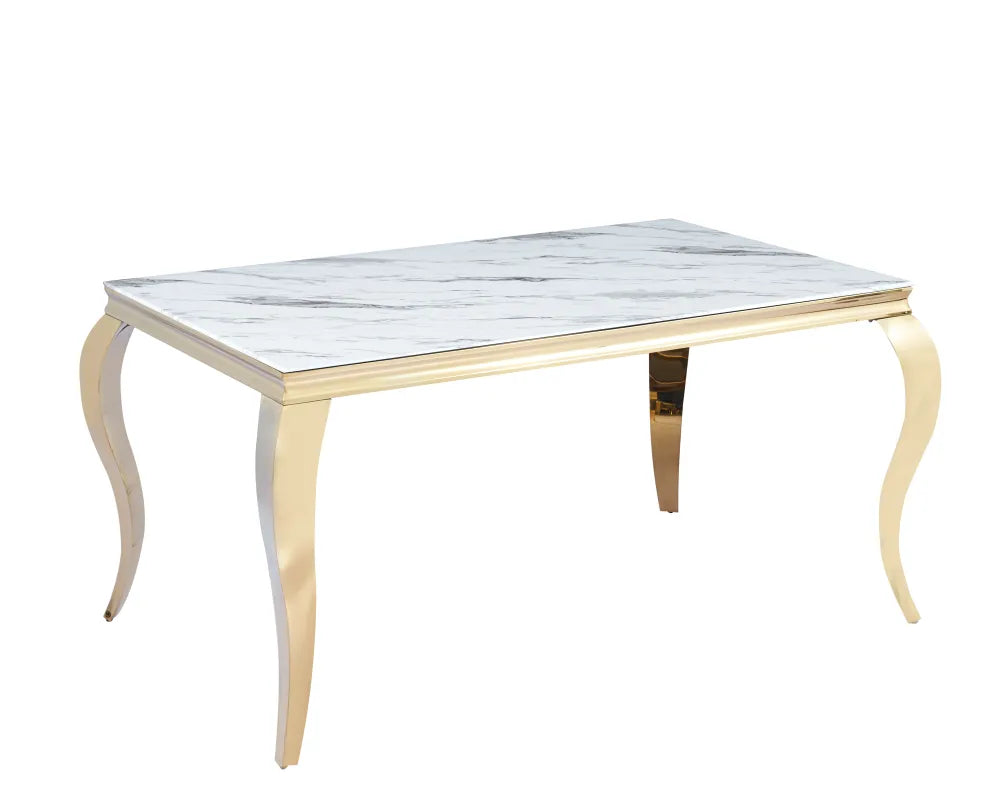 Table à manger BAROQUE gold #couleur_marbre-blanc