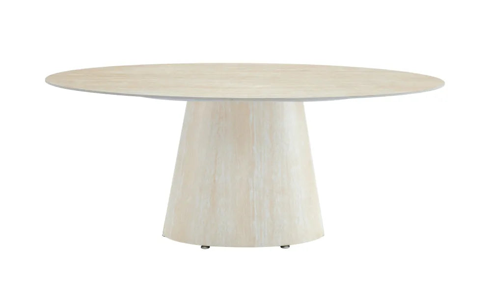 Table à manger ovale OVA 180 cm plateau céramique effet travertin
