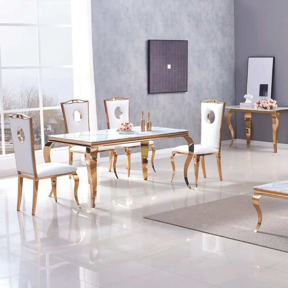 Table à manger BAROQUE gold #couleur_marbre-blanc