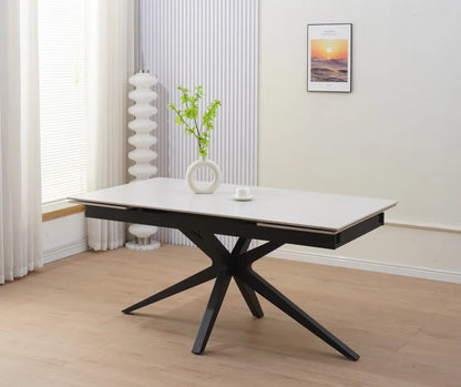 Table à manger extensible TONIA 160 à 240 cm céramique travertin 