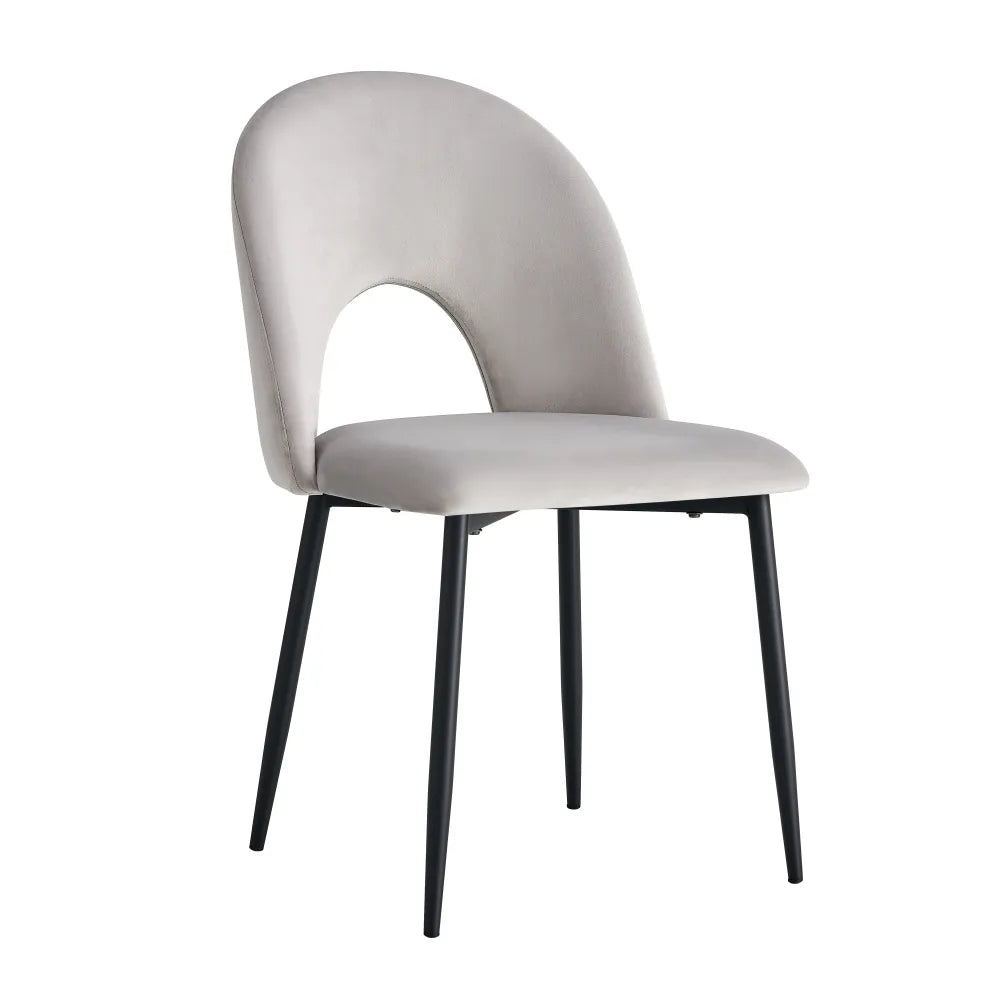 Lot de 2 chaises TEDDY pieds en métal noir #couleur_gris