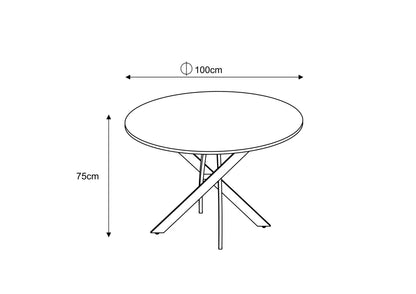 Table à manger ronde en bois JESSICA pieds métal noir 