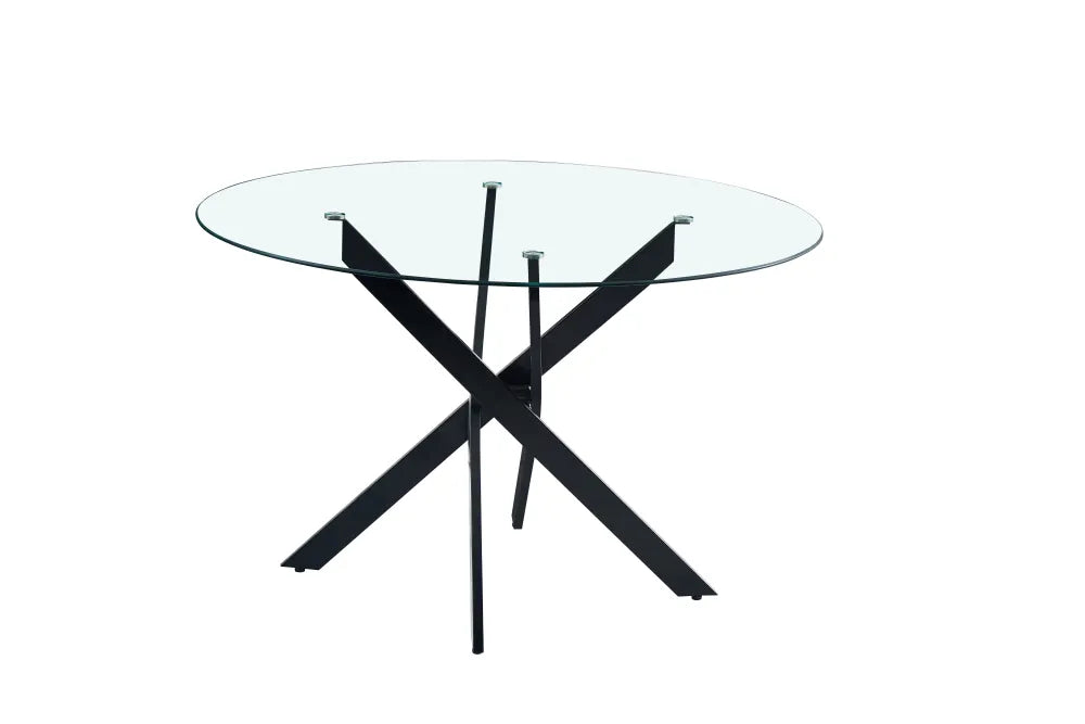 Table à manger ronde JESSICA pieds métal noir Diamètre #couleur_transparent